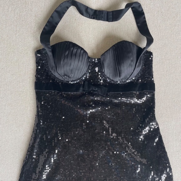 Marciano black sequin halter mini dress size medium - Picture 7 of 12